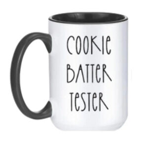 "Cookie Batter Tester" 🍪 Black & White Mug – 15oz Ceramic